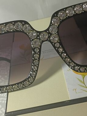 Black Crystal-Embellished Women’s Sunglasses